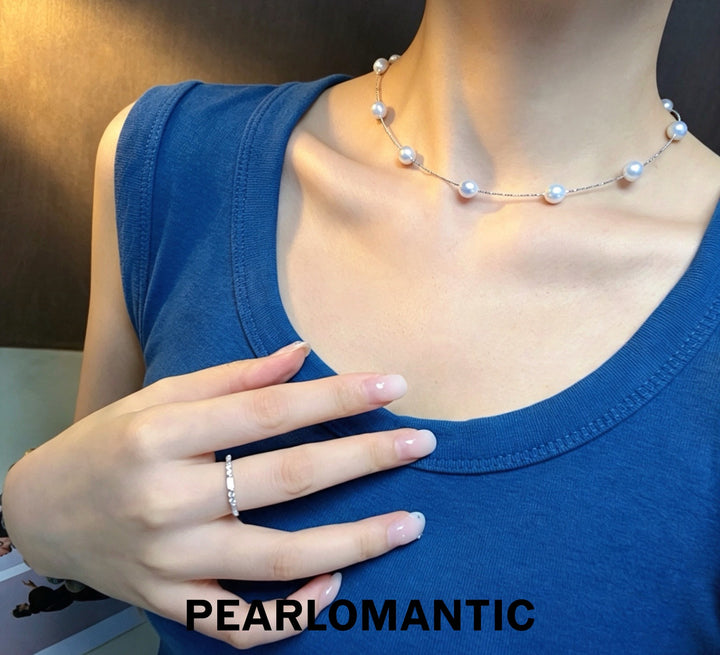 [Fine Jewelry] Akoya Madama 7-8mm Pearl Starlight Choker Necklace w/ S925 Silver