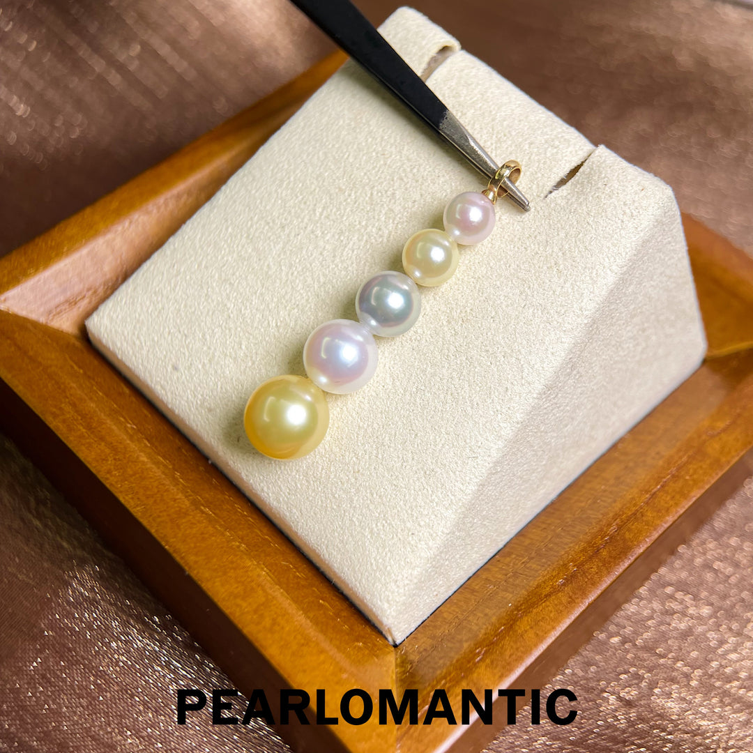 [Fine Jewelry] 18k Gold South Sea Golden Pearl & Akoya Pearl 5.5-9mm Gradual Pendants