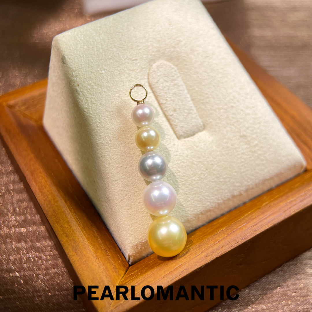 [Fine Jewelry] 18k Gold South Sea Golden Pearl & Akoya Pearl 5.5-9mm Gradual Pendants