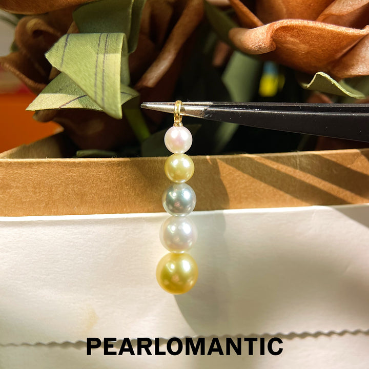 [Fine Jewelry] 18k Gold South Sea Golden Pearl & Akoya Pearl 5.5-9mm Gradual Pendants