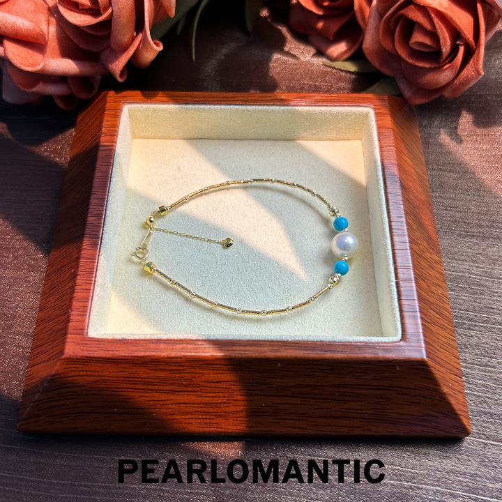 [Fine Jewelry] 18k Gold & Turquoise & Akoya Pearl 8-8.5mm Island Breeze Bracelets