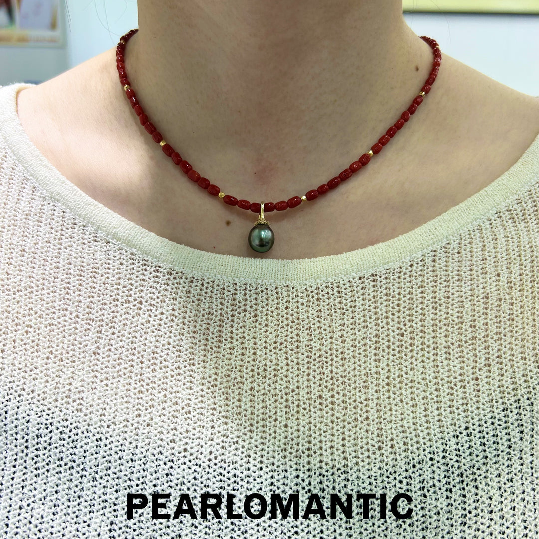 [Designer's Choice] Red Coral Necklaces & Tahitian Baroque Pendants w/ S925 Silver