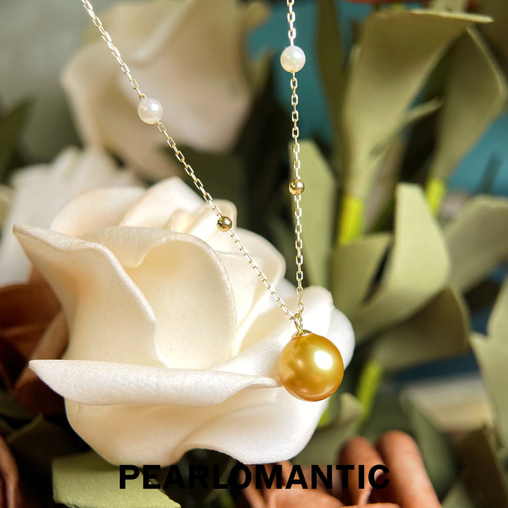 [Fine Jewelry] 18k Gold & South Sea Golden Pearl + Akoya Pearl 3-9mm Spaced Pendants