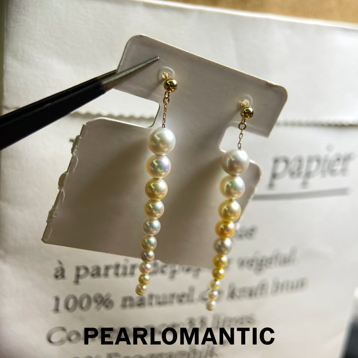 [Fine Jewelry] Japan Made Akoya Pearl 2.5-6.5mm Gradual Earrings w/ 18k Gold