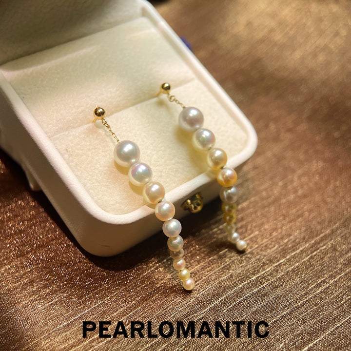 [Fine Jewelry] Japan Made Akoya Pearl 2.5-6.5mm Gradual Earrings w/ 18k Gold