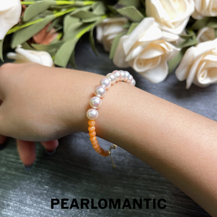 [Fine Jewelry] Akoya 6mm Pearl & 3mm Pink Coral & 18k Gold Bracelets