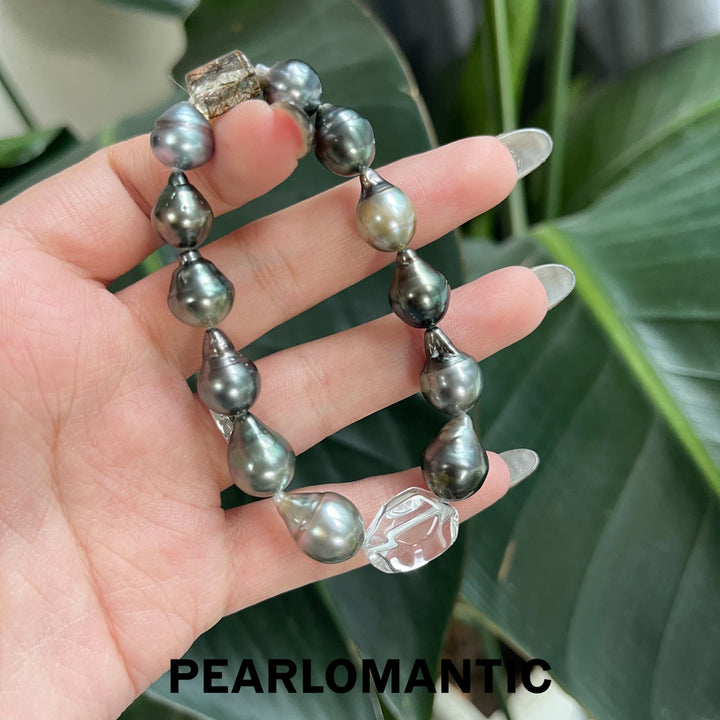 [Designer's Choice] Tahitian Black Pearl & Natural Crystal Urban Shadow Bracelets
