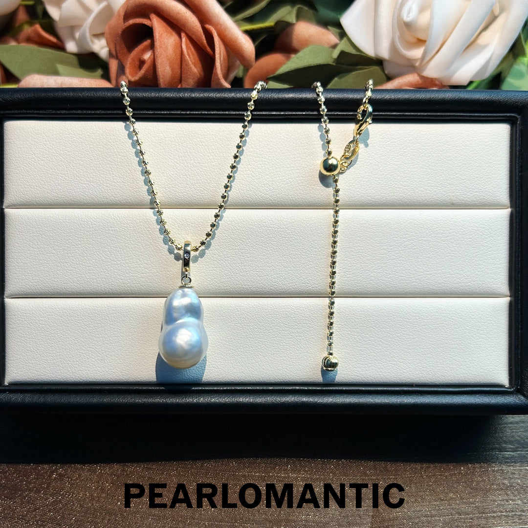[Designer's Choice] Australian White Pearl Rare Big Size Frost Drop Baroque Pendant