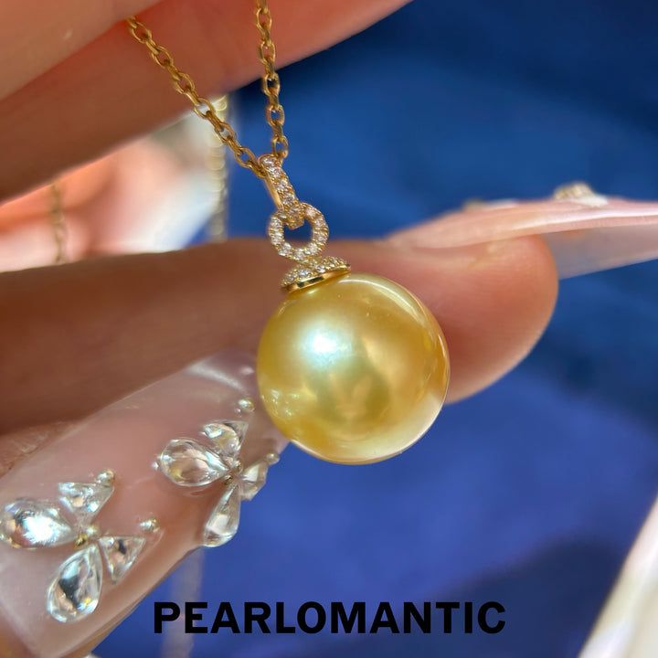 [Fine Jewelry] Golden Radiance 12.9mm 4A+ South Sea Golden Pearl 18K Gold Pendant