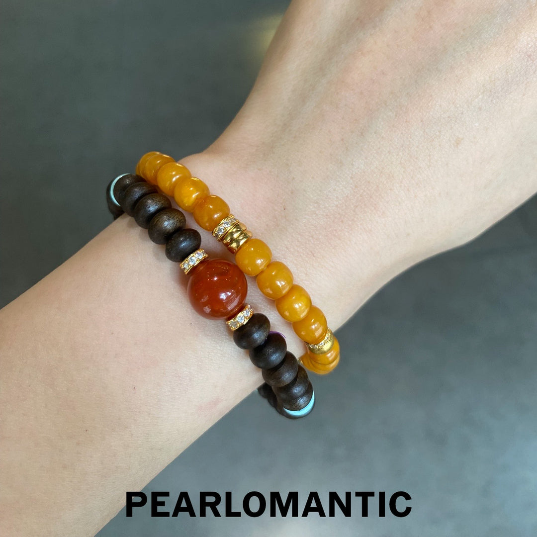 [设计师臻选] 大地沉静发光沉香绿松石手工手链