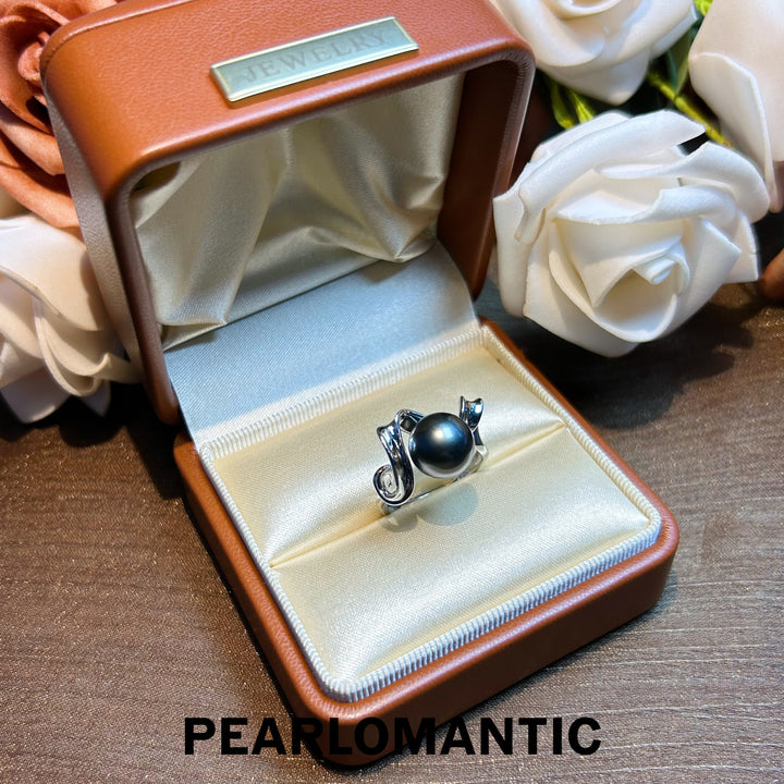 [Designer's Chioce] Tahitian Black Pearl Graceful Wrap S925 Silver Adjustable Ring