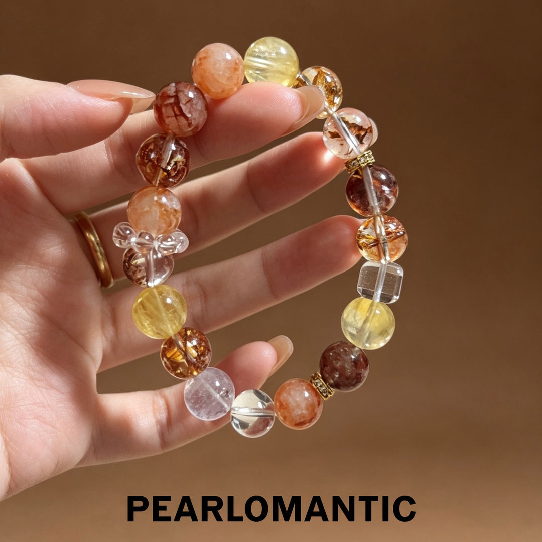 [618 Sale] Natural Crystal Mixed Color Round Bead Bracelet