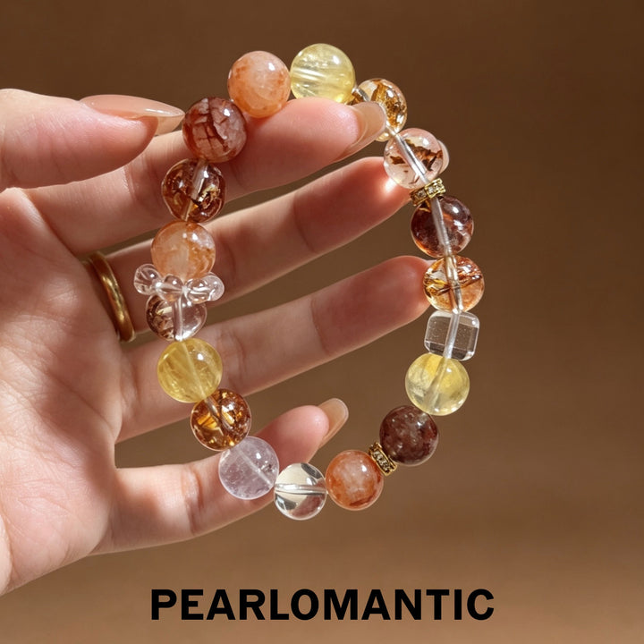 [618 Sale] Natural Crystal Mixed Color Round Bead Bracelet
