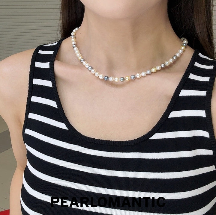[Fine Jewelry] Akoya Pearl 6-7mm Multi-color Classic Necklaces w/ S925 Silver