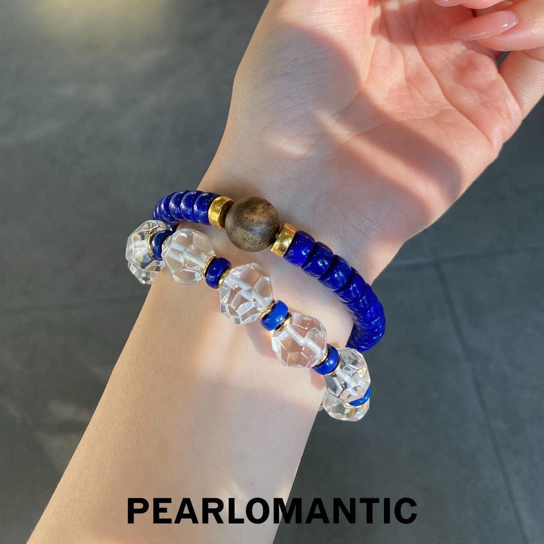 [Elección del Diseñador] Ecos del Alma Brazalete Artesanal Radiante de Lapislázuli Natural y Poco Común