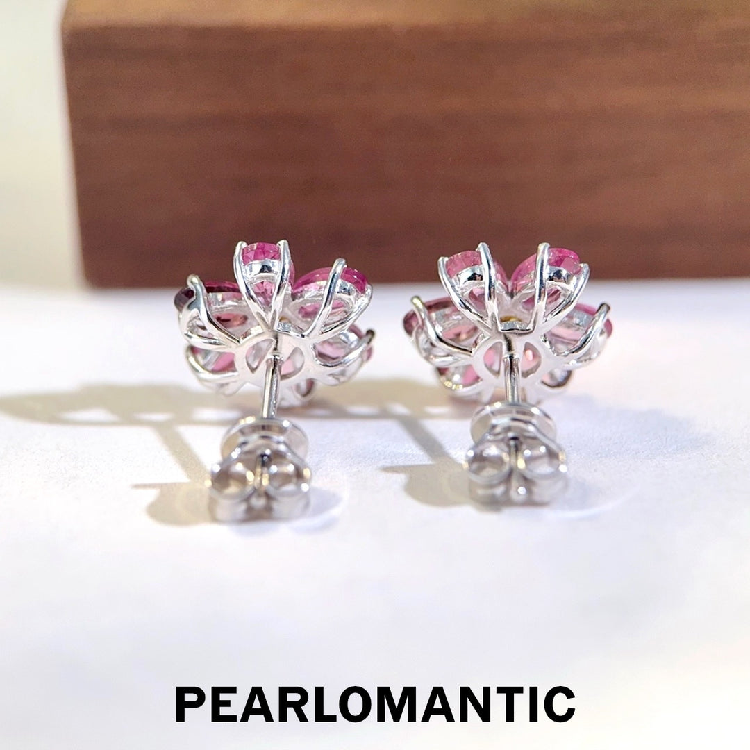[Designer’s Choice] Blush Garden Natural Pink Tourmaline Flower Stud Earrings S925