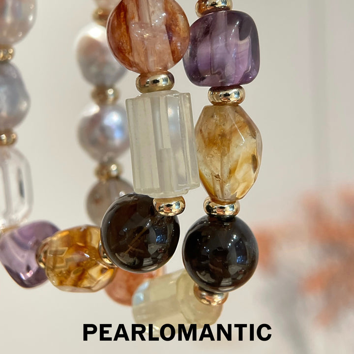 [Designer's Choice] Crystal Pearl Fusion' Bracelet – Australian Baroque  & Diverse Natural Crystals