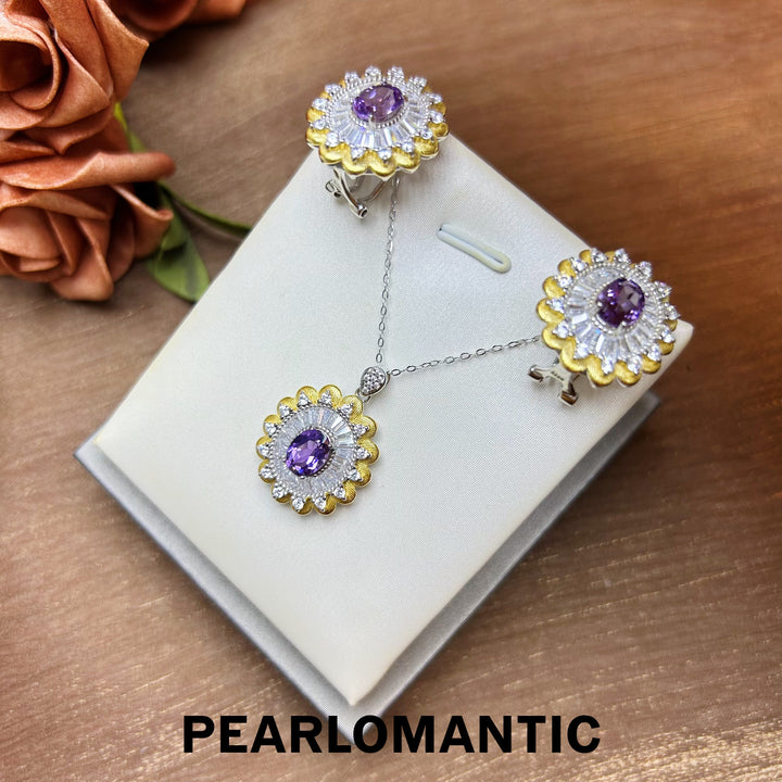 [Everyday Essentials] Amethyst & Zicron Classic Essential Bloom Earrings or Set w/ S925