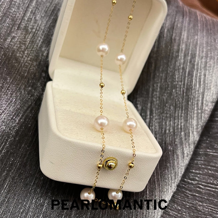 [Fine Jewelry] 18k Gold Akoya Pearl 6-6.5mm Spaced Design Necklace