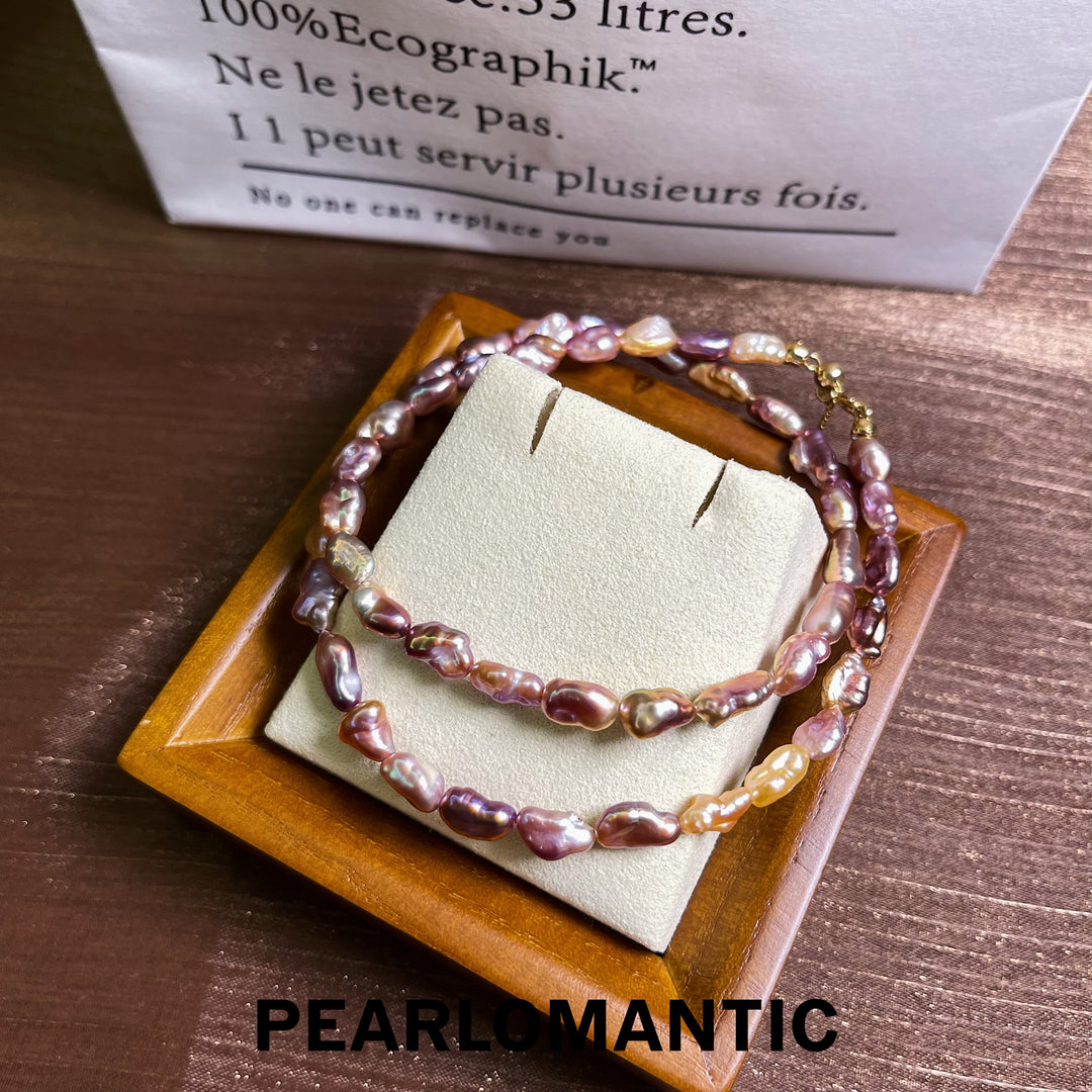 [Designer's Choice] Freshwater Keshi Pearl Natural Candy Rare Color & Shape Necklace w/ S925 Clasp