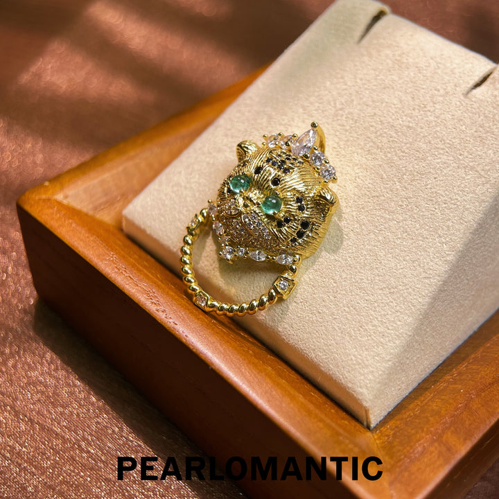 [Designer's Choice] Emerald Lil Tiger Design Sweater Chain Pendants w/ S925 with Gold Plated
