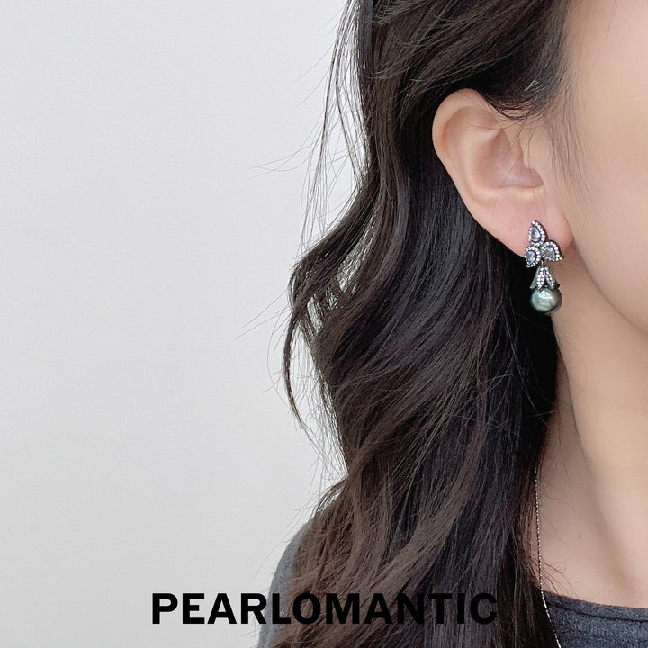 [Designer's Choice] Tahitian Black Pearl Tears of the Deep Earrings w/ S925 Silver