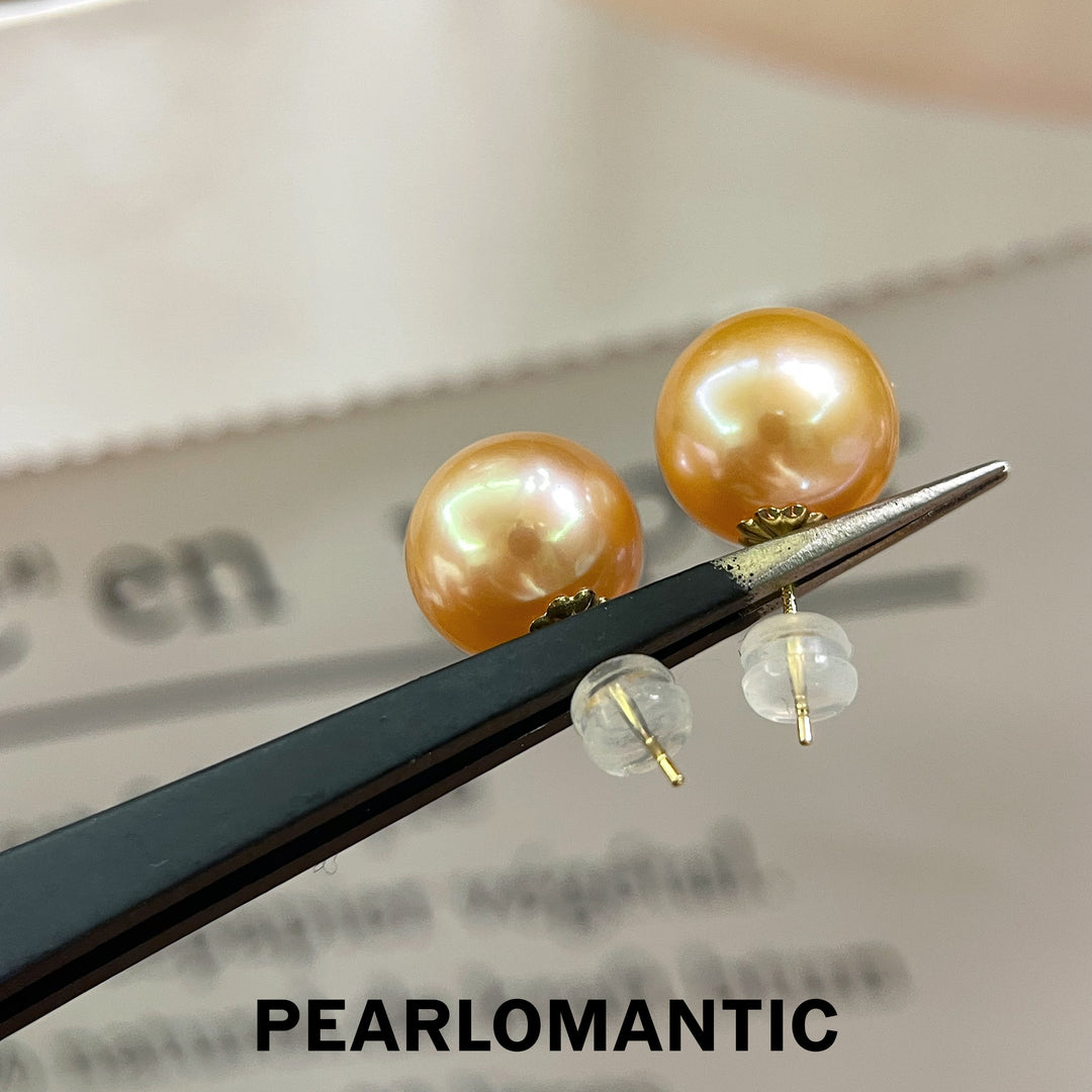 [Fine Jewelry] Freshwater Edison Pearl 11-12mm Rare Natural Color Classic Earring Studs w/ 18k Gold