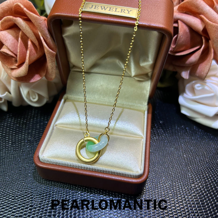 [618 Sale] Natural Jade Interlocking Circle Necklace w/ S925 Silver