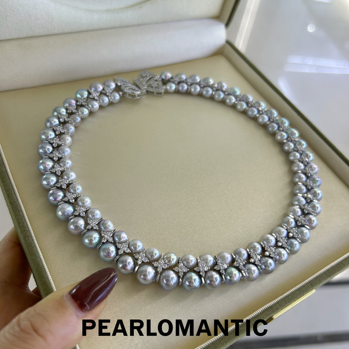 [Designer's Choice] Akoya Grace Double-Strand Pearl Necklace with Bowtie Clasp