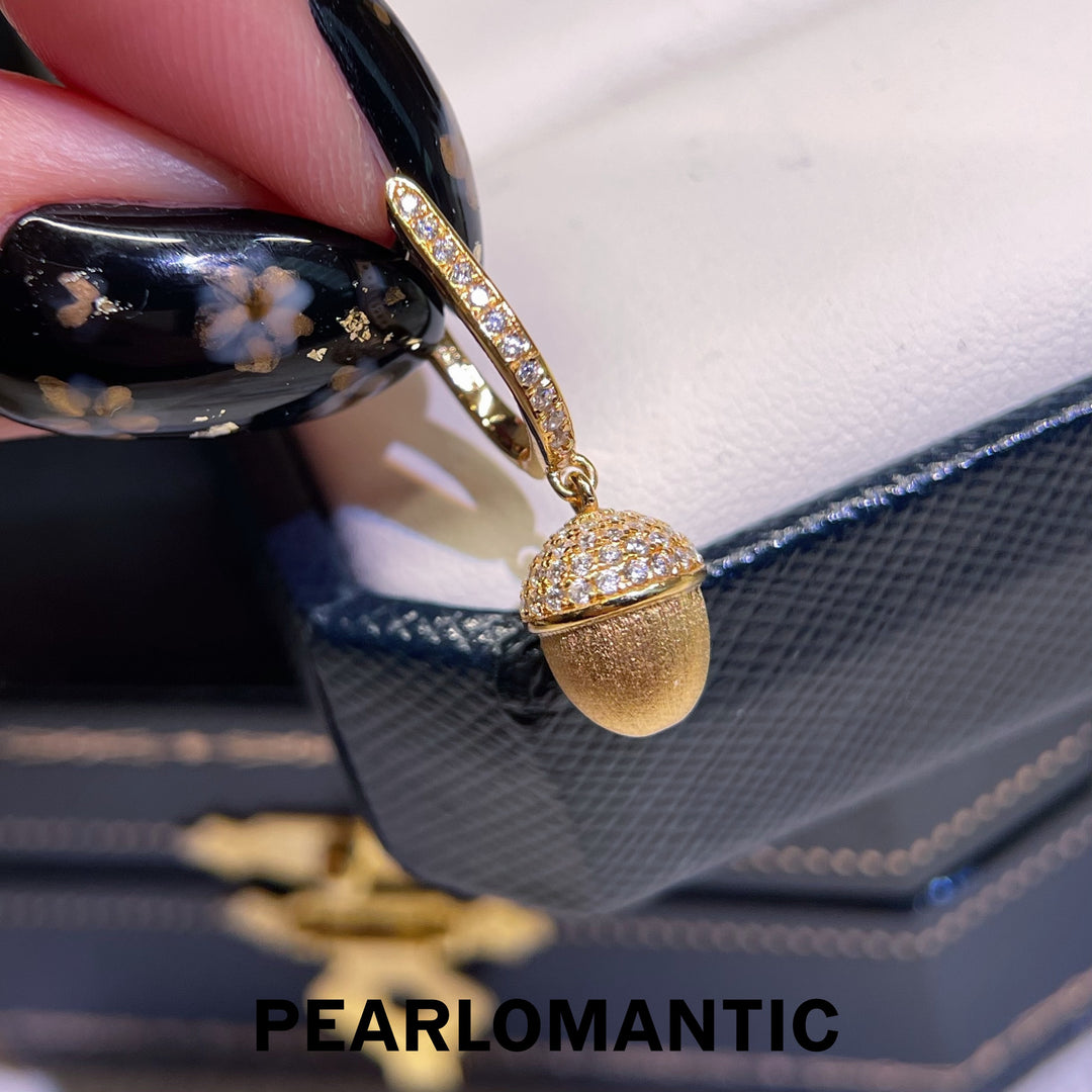 [Designer’s Choice] Golden Acorn Italian-Made S925 Gold-Plated Pinecone Drop Earrings