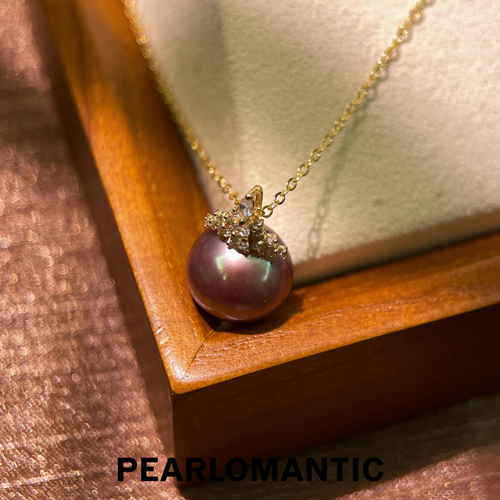 [Fine Jewelry] Freshwater Pearl 11-12mm Purple Color Snow Queen Design Pendants w/ S925 Chain