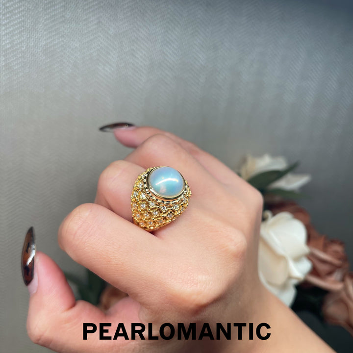 [Designer's Choice] Saltwater Mabe Pearl Fancy Vintage Adjustable S925 Silver Rings