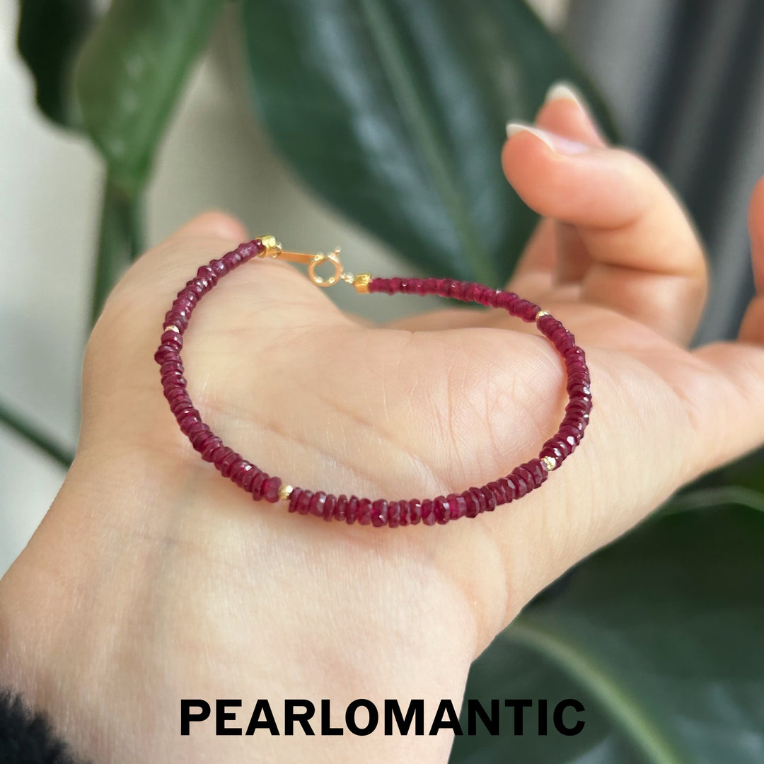 [Fine Jewelry] 18k Gold &amp; Ruby Crushed Garnet Adjustable Bracelets