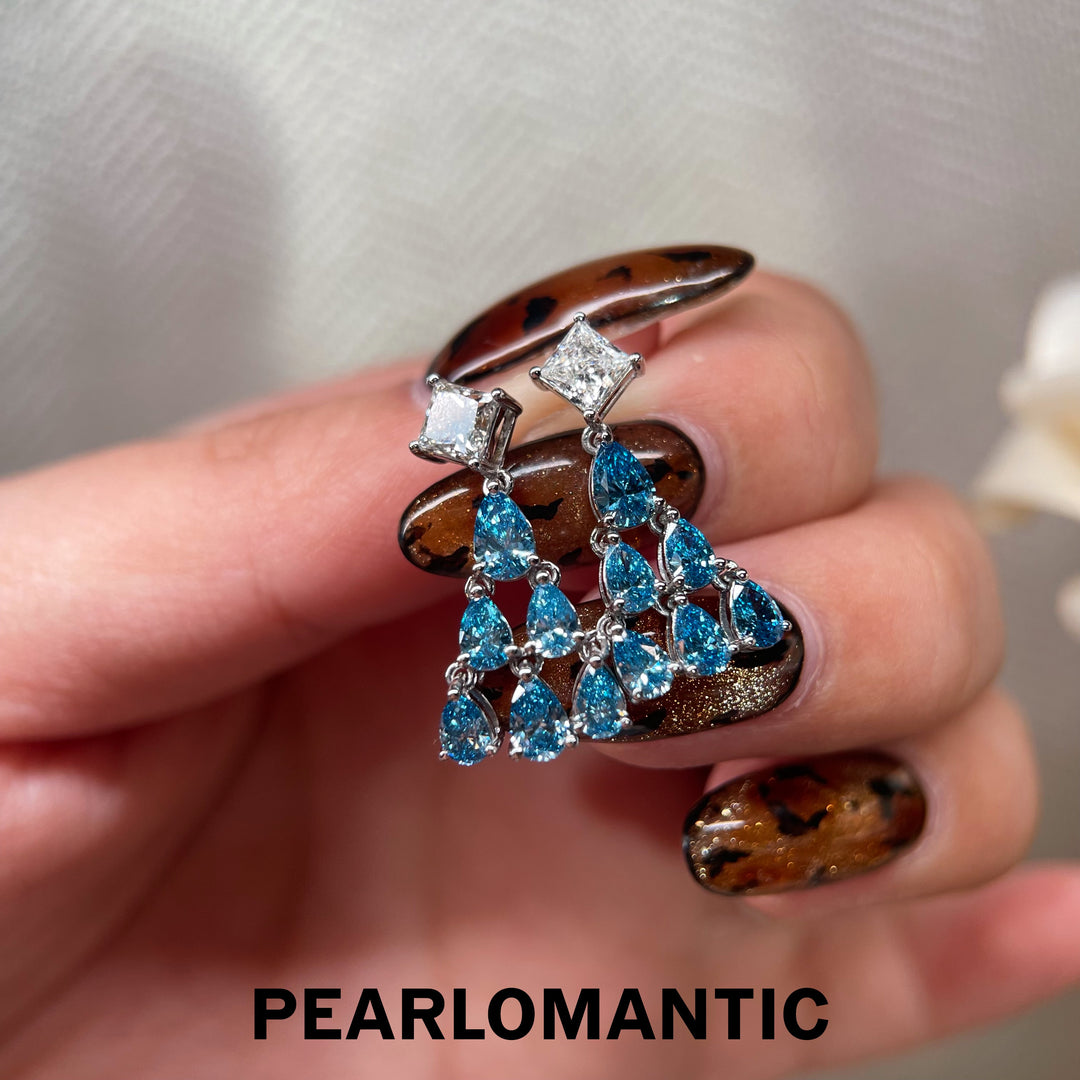 [Fine Jewelry] Lab-Grown Diamonds Blue Mirage Chandelier Earrings w/ PT900