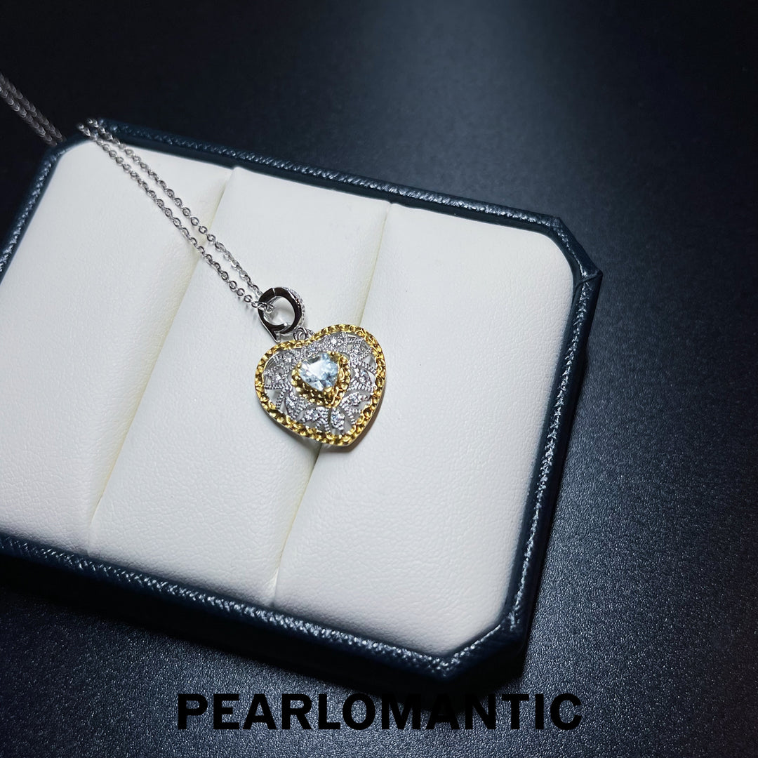 [Designer's Choice] Natural Aquamarine 0.3ct Heart Shate Cut All-purpose Pendant