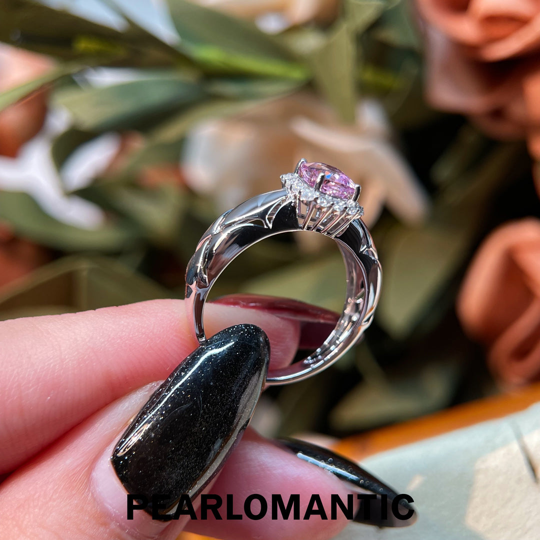 [Fine Jewelry] 18K White Gold Lone Lavender Glow Tourmaline & Diamond Ring