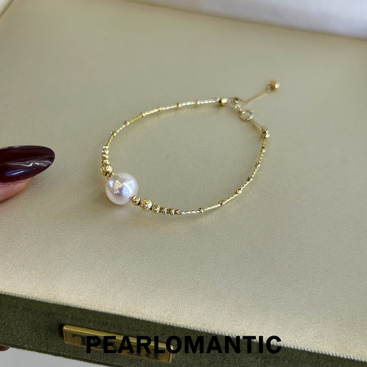 [Fine Jewelry] 18k Gold & Akoya 9.5-10mm Excellent Luster Bracelets 16+3cm