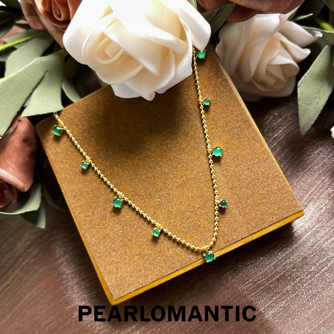 [Fine Jewelry] Jade Spaced Style Necklace Adjustable Length w/ S925 Silver and Gold Plated