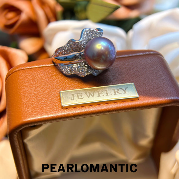 [Designer's Choice] Freshwater Purple Pearl Lavender Glow S925 Silver Adjustable Ring
