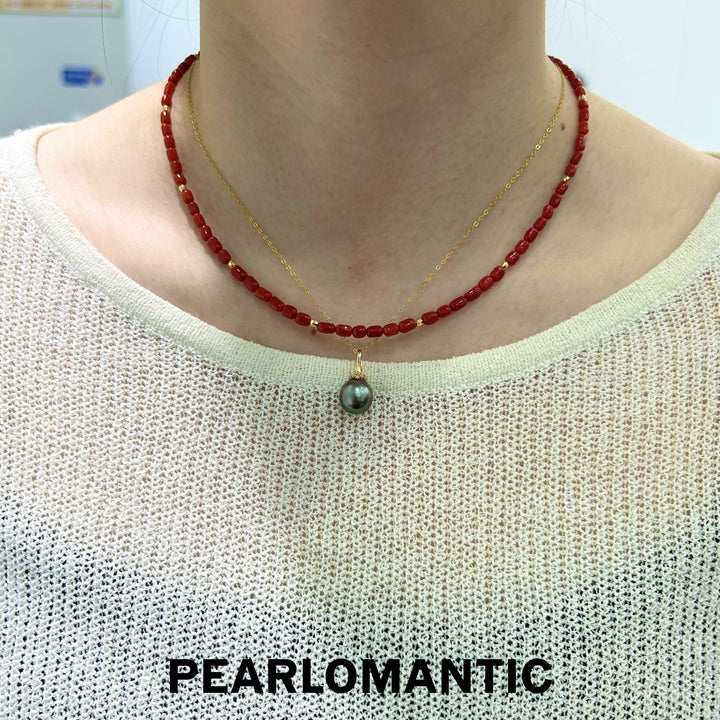 [Designer's Choice] Red Coral Necklaces & Tahitian Baroque Pendants w/ S925 Silver