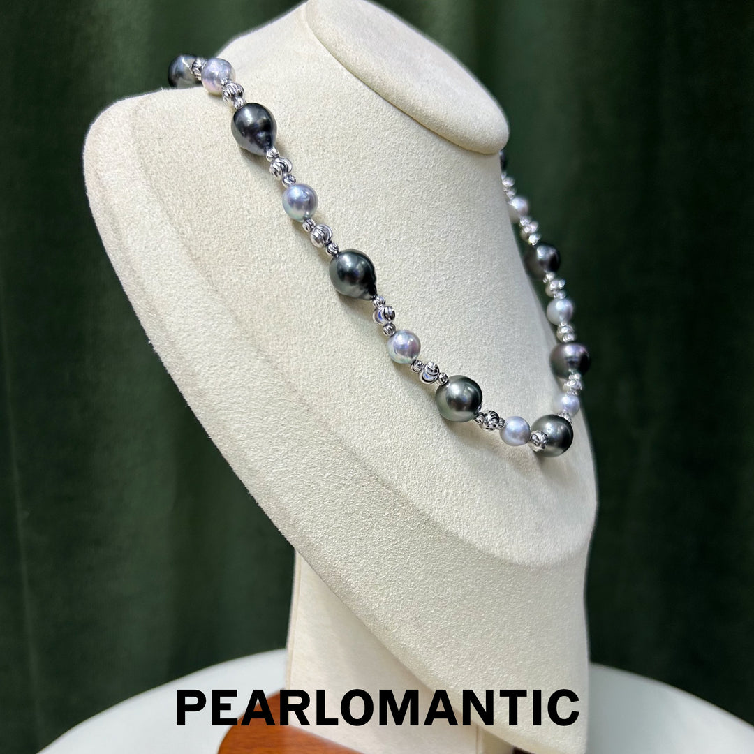 [Designer's Choice] Akoya + Tahitian Baroque Pearl Tri-Style Necklace & Bracelet & Sweater Chain