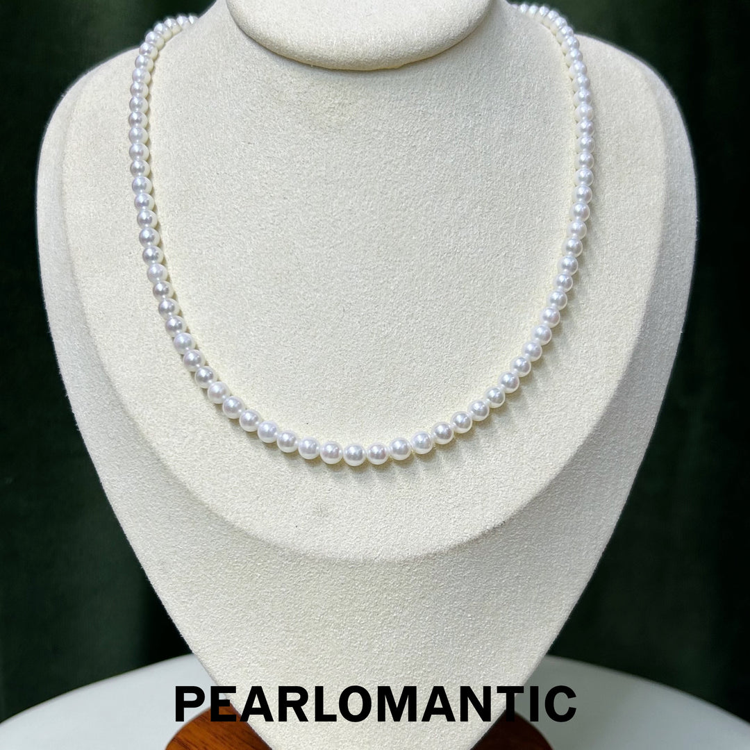 [Fine Jewelry] Akoya White Pearl 4-5mm Classic Necklace w/ 18k Gold Tail Chain