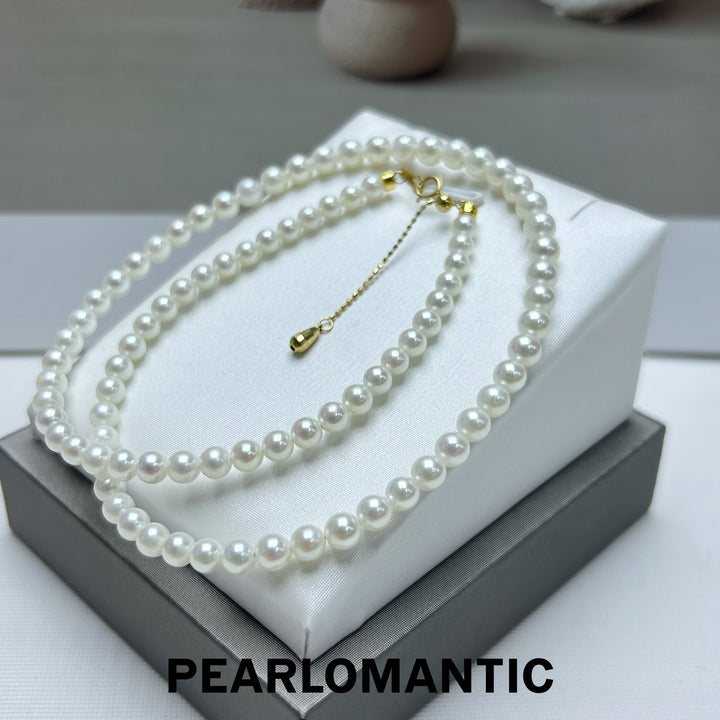 [Fine Jewelry] Akoya White Pearl 4-5mm Classic Necklace w/ 18k Gold Tail Chain