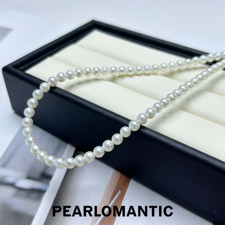 [Fine Jewelry] Akoya White Pearl 4-5mm Classic Necklace w/ 18k Gold Tail Chain