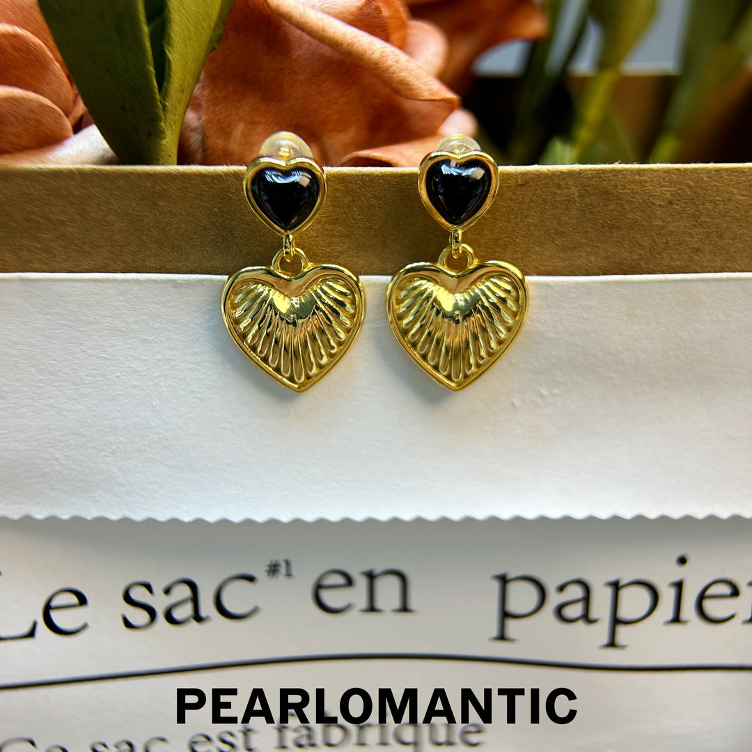 [Designer’s Choice] Natural Black Onyx Heart Shape Earrings & Pendants