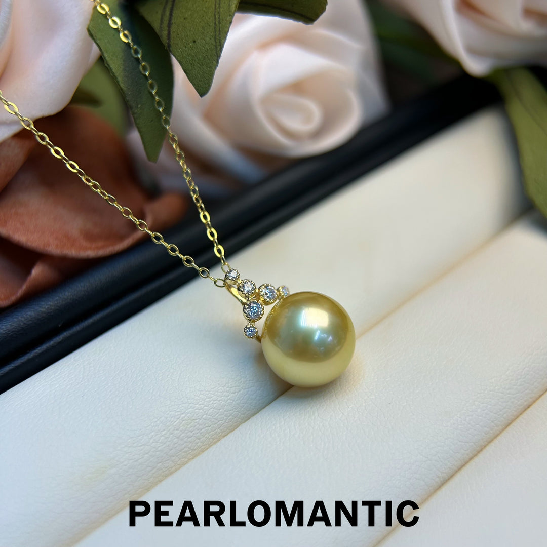 [Fine Jewelry] 18k Gold South Sea Golden Pearl 11.5-12.5mm Tri-Style Pendants w/ Chain