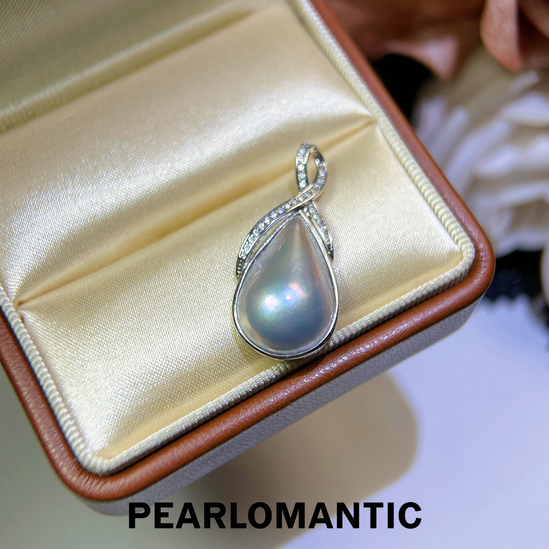[618 Sale] Teardrop Mabe Pearl Twist Bail Pendant w/ S925 Silver