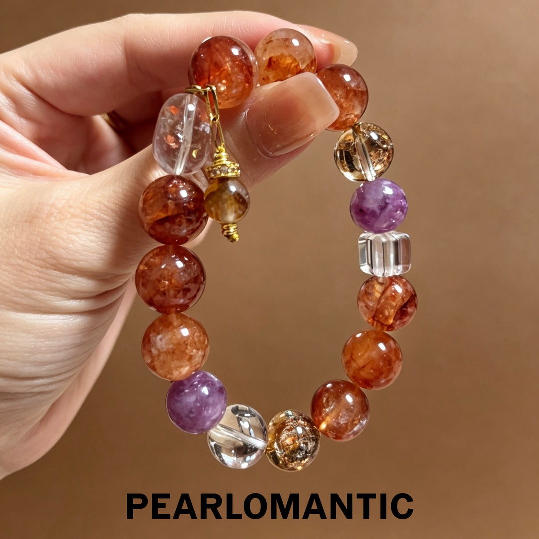 [618 Sale] 12–13mm Natural Crystal Autumn Color Bracelet