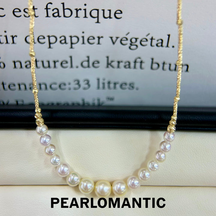 [618 Sale] 18k Gold & Akoya Pearl 4-7.5mm Gradient Sizes and Smile Design Necklace