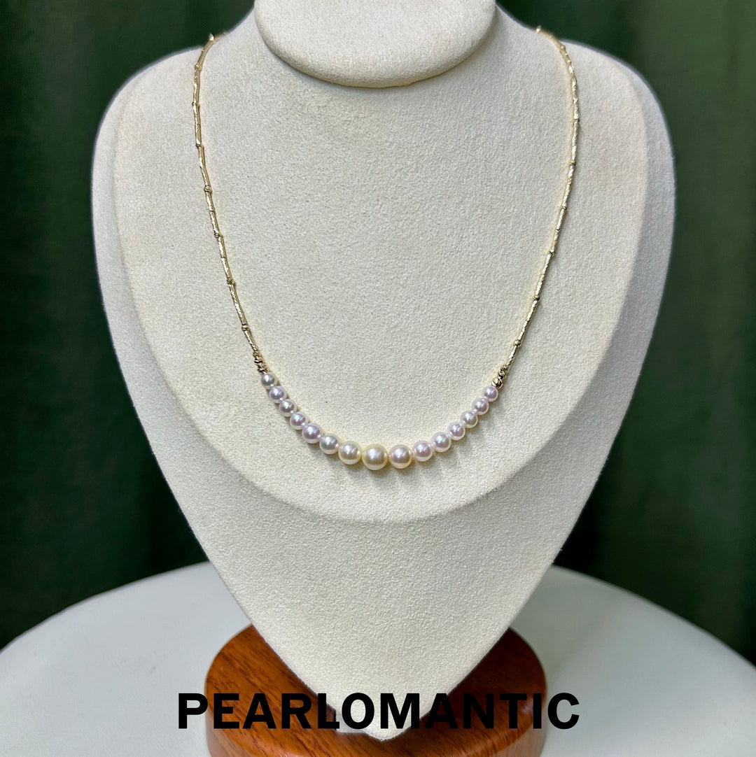 [618 Sale] 18k Gold & Akoya Pearl 4-7.5mm Gradient Sizes and Smile Design Necklace